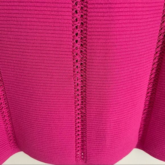 Reiss Dawson Lace Insert Pink Short Sleeve Bodycon Knit Midi Dress Size S - Picture 6 of 10